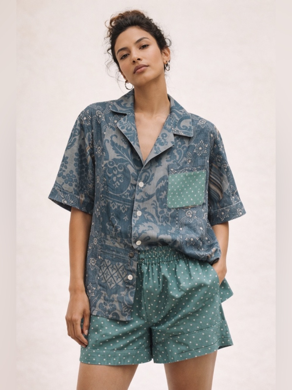 PIERRE-LOUIS MASCIA SILK SHIRT AND SHORTS SET